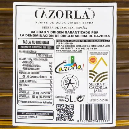 Oliwa z oliwek PICUAL D.O.P. SIERRA DE CAZORLA 5 litrów w opakowaniu PET